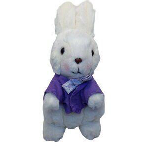 Vintage Mary Meyer White Bunny Rabbit Purple Corduroy Shirt bow tie 15"